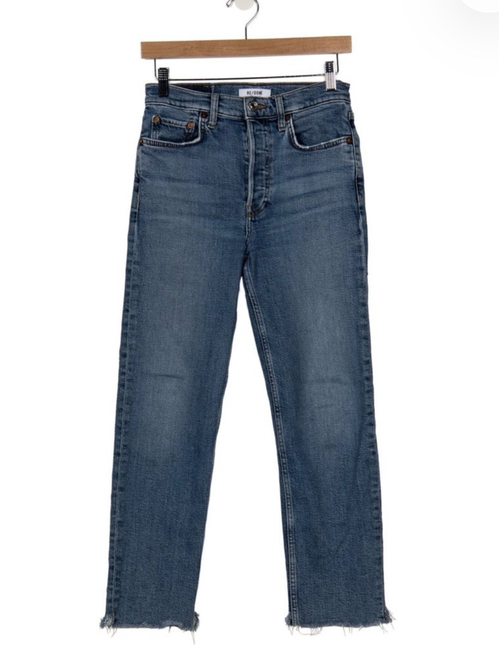 Re/Done Women's Blue Cropped Straight-Leg Jeans